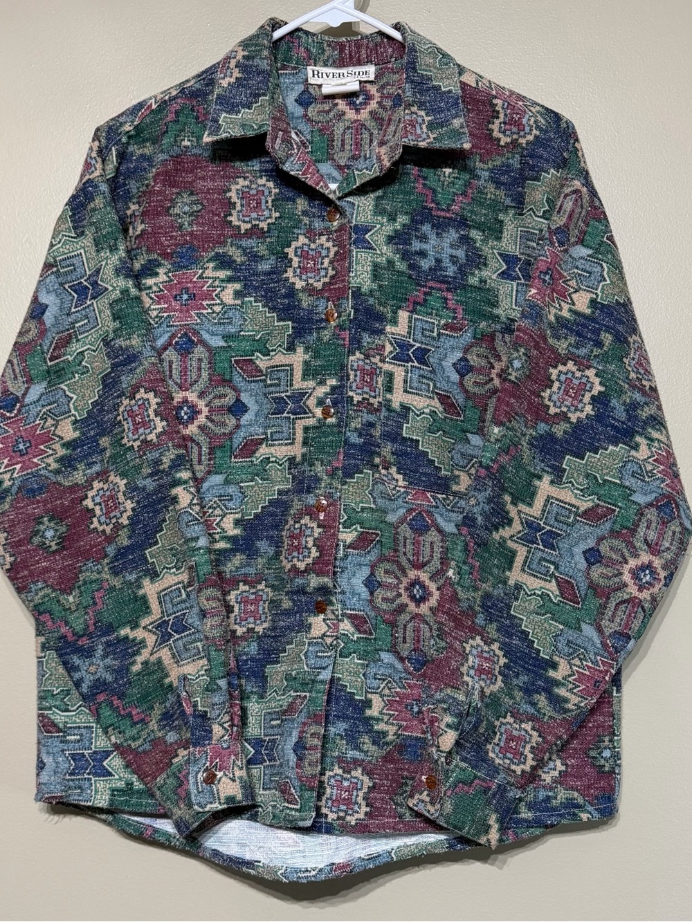 Vintage 90’s Riverside Cotton & Flax Aztec Boxy Button Down Shacket